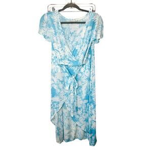 Sugarcloth SET Ivory Blue Floral Crop Top & Faux Wrap Skirt S